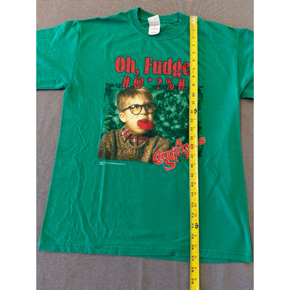 Christmas Tee A Christmas Story “Oh Fudge” Ralphie - Green Size M Adult - Picture 6 of 7